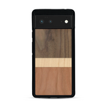 Coque de protection en bois véritable fabriquée en France pour  alliant des bandes horizontales de bambou, merisier et noyer