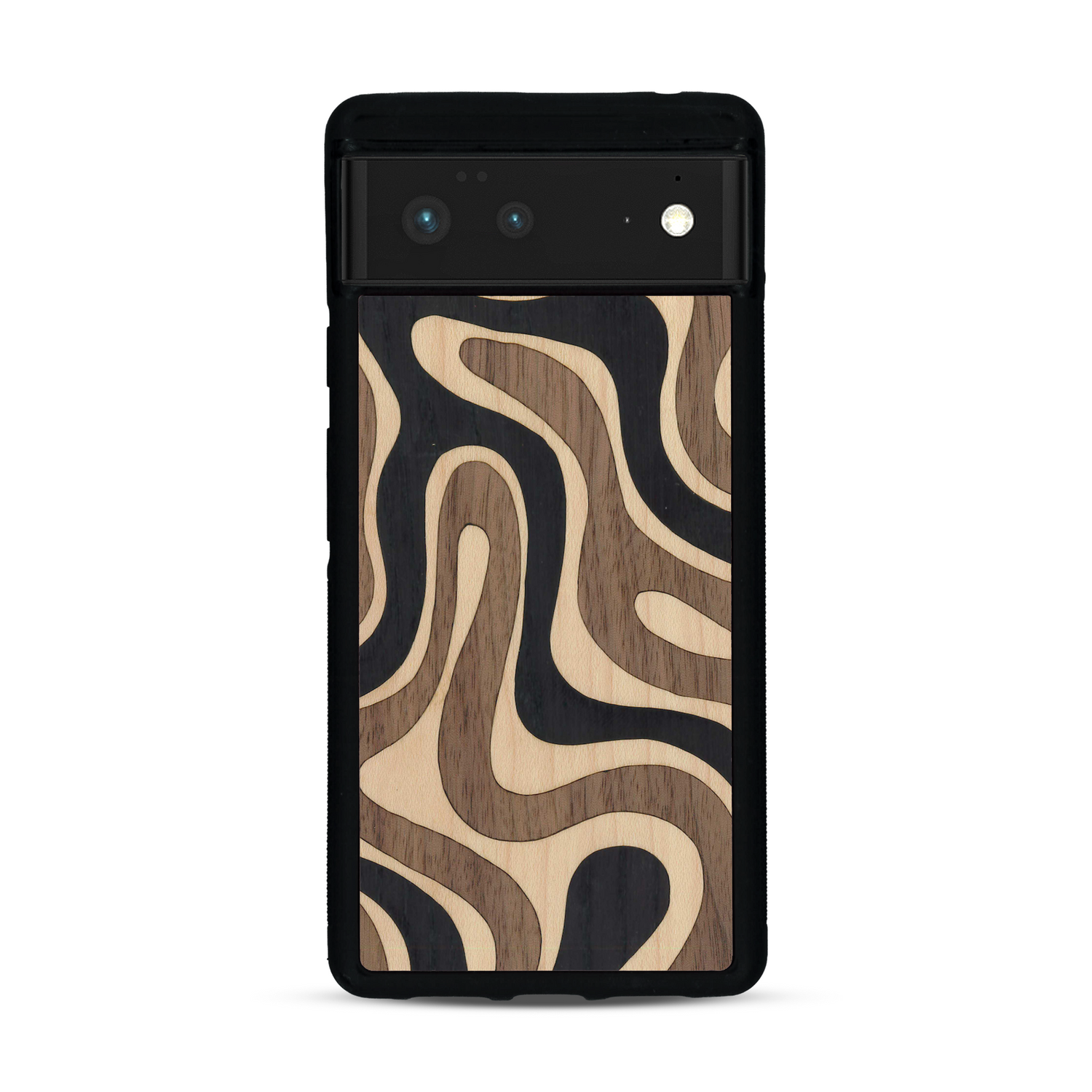 Coque de protection en bois véritable fabriquée en France pour  alliant plusieurs essences de bois pour représenter une ondulation