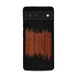 Coque de protection en bois véritable fabriquée en France pour  alliant plusieurs essences de bois pour représenter du magma en fusion