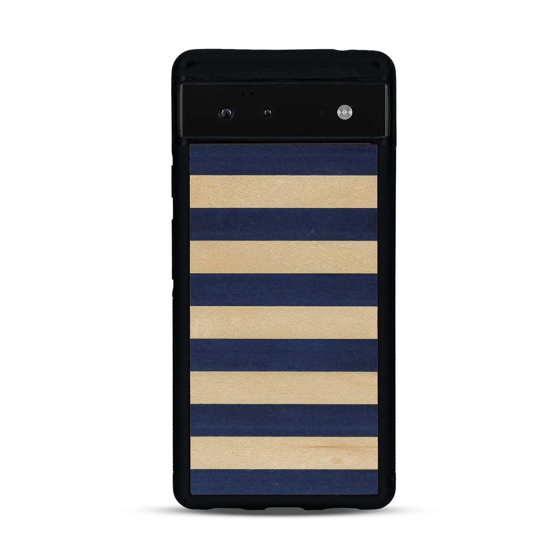 Coque de protection en bois véritable fabriquée en France pour  alliant plusieurs essences de bois pour représenter une marinière