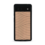 Coque de protection en bois véritable fabriquée en France pour  avec un motif moderne et minimaliste sur le thème waves et wavy représentant les vagues de l'océan