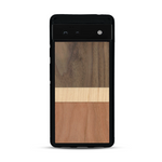 Coque de protection en bois véritable fabriquée en France pour  alliant des bandes horizontales de bambou, merisier et noyer