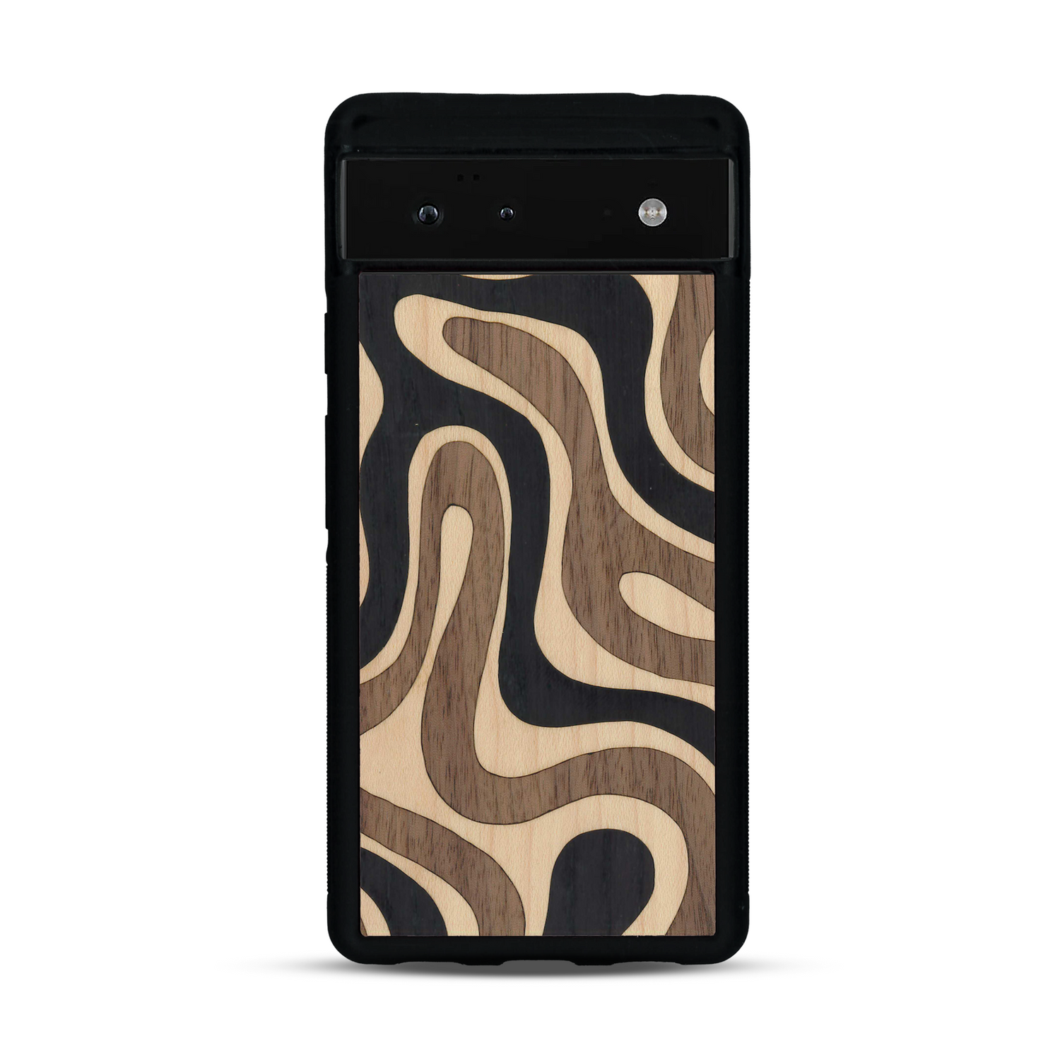 Coque de protection en bois véritable fabriquée en France pour  alliant plusieurs essences de bois pour représenter une ondulation