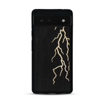 Coque de protection en bois véritable fabriquée en France pour  alliant plusieurs essences de bois pour représenter un éclair divin