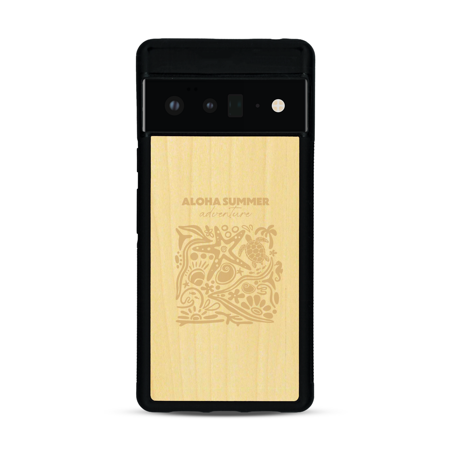 Coque de protection en bois véritable fabriquée en France pour  sur le thème de la plage, de l'été et vanlife.