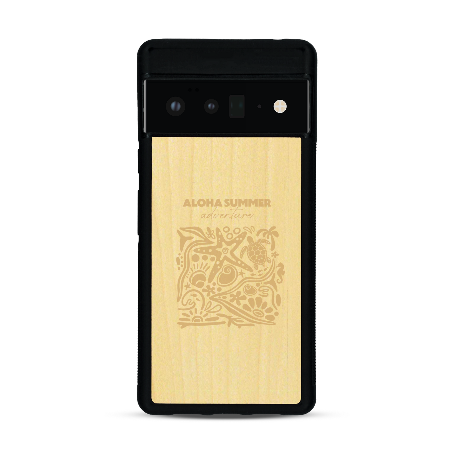Coque de protection en bois véritable fabriquée en France pour  sur le thème de la plage, de l'été et vanlife.