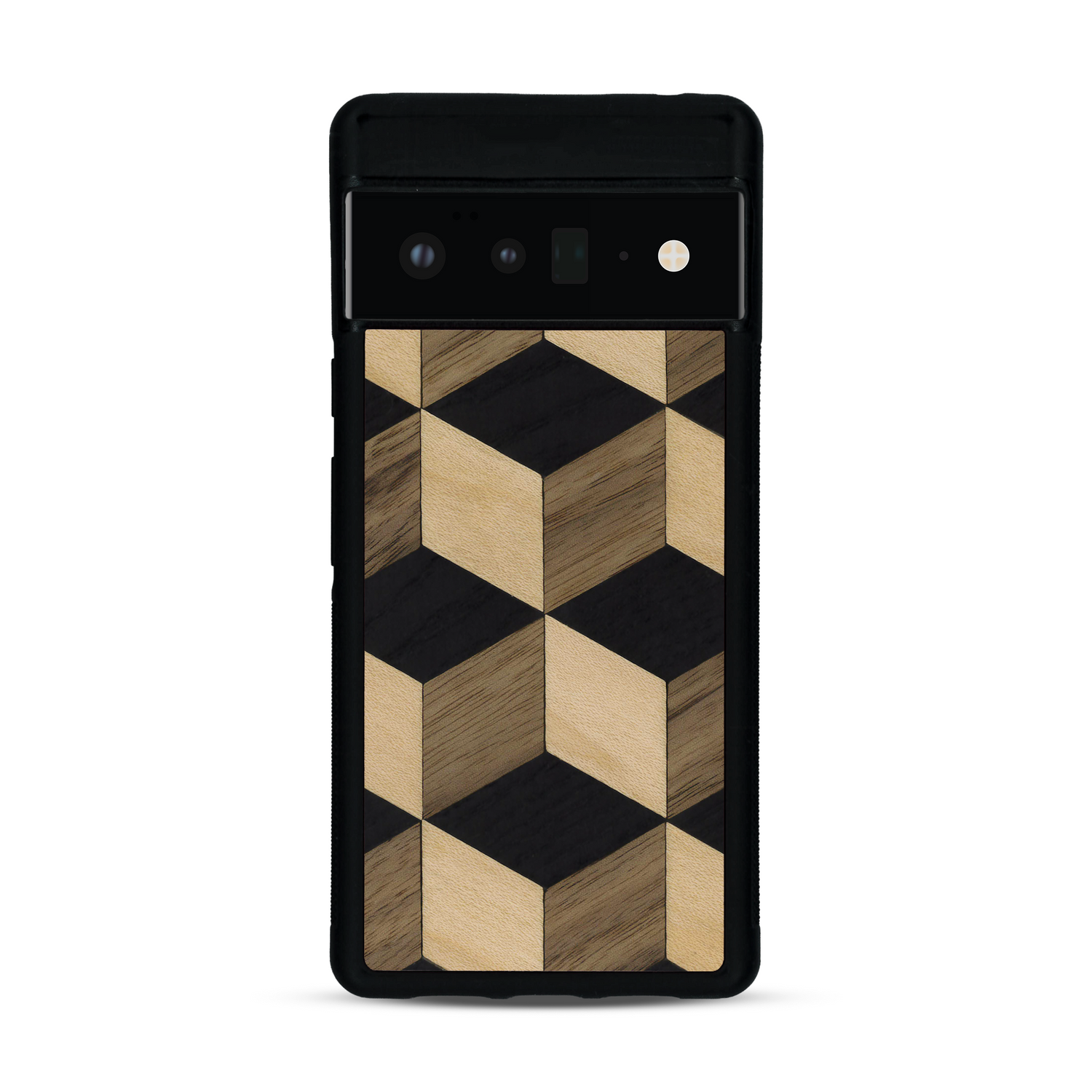 Coque de protection en bois véritable fabriquée en France pour  alliant plusieurs essences de bois pour représenter un classique intemporel de la marqueterie
