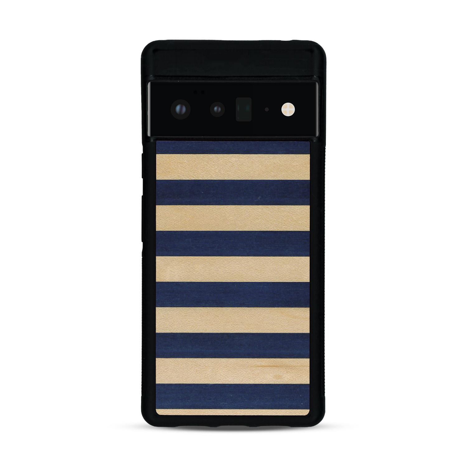 Coque de protection en bois véritable fabriquée en France pour  alliant plusieurs essences de bois pour représenter une marinière