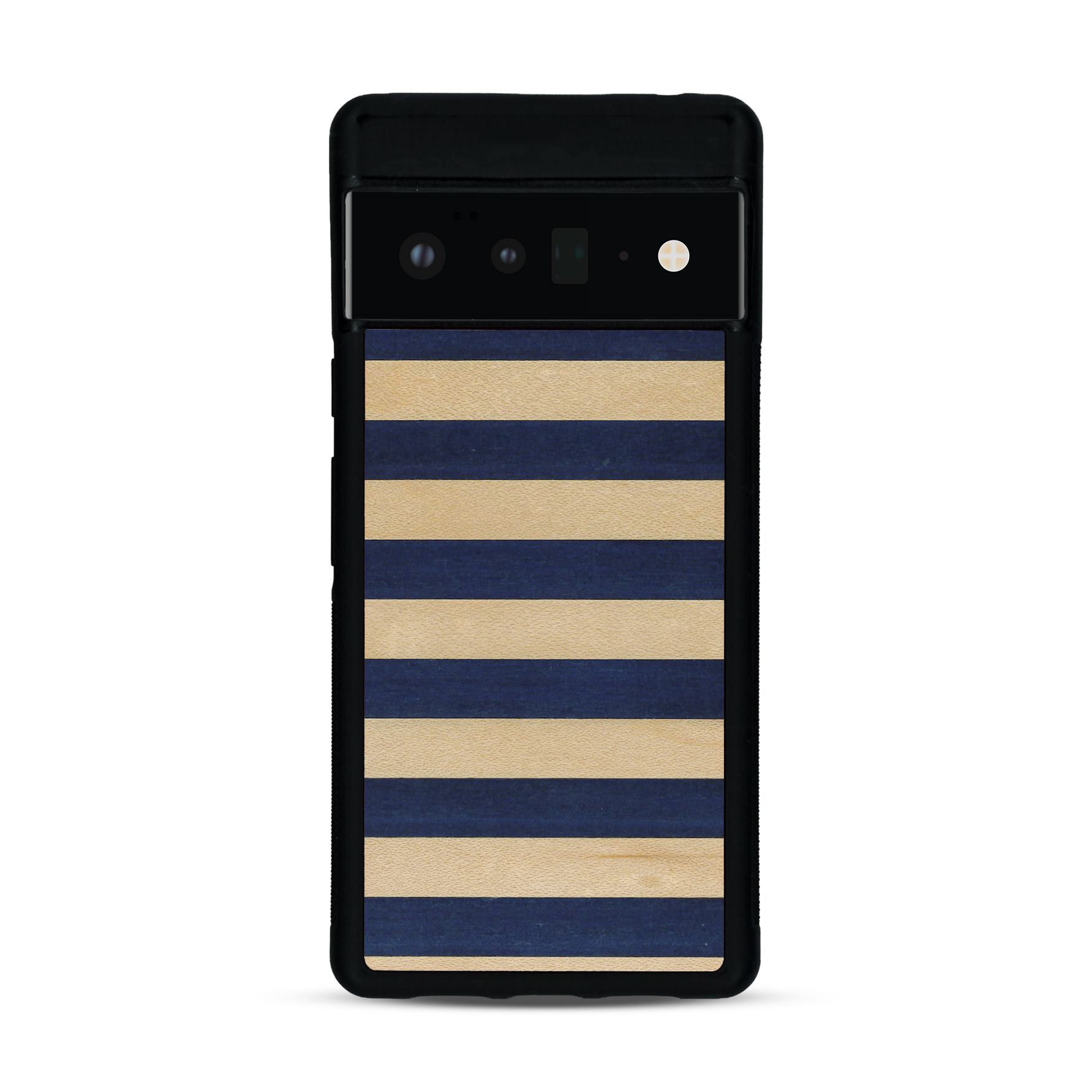 Coque de protection en bois véritable fabriquée en France pour  alliant plusieurs essences de bois pour représenter une marinière