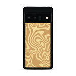 Coque de protection en bois véritable fabriquée en France pour  avec un motif abstrait représentant les mouvements de l'eau