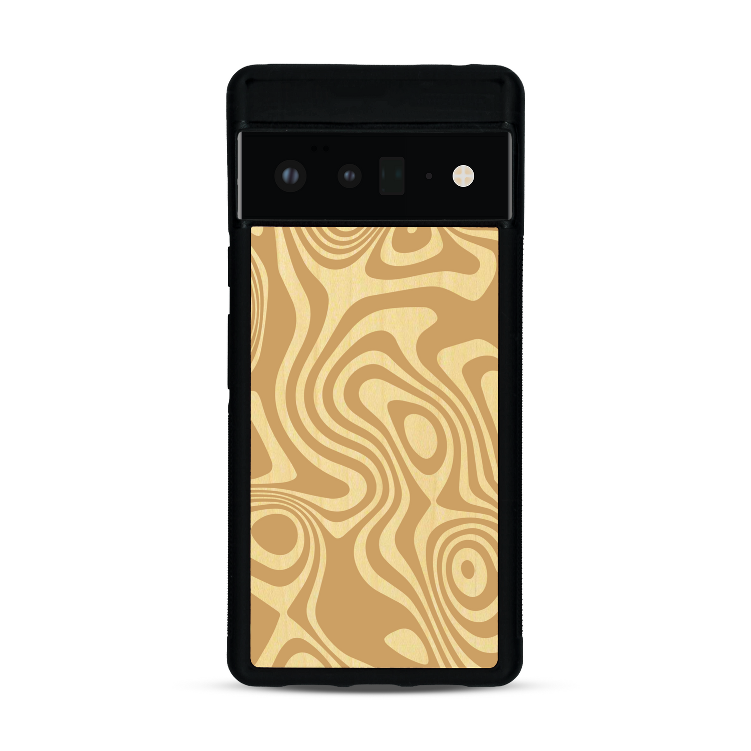 Coque de protection en bois véritable fabriquée en France pour  avec un motif abstrait représentant les mouvements de l'eau