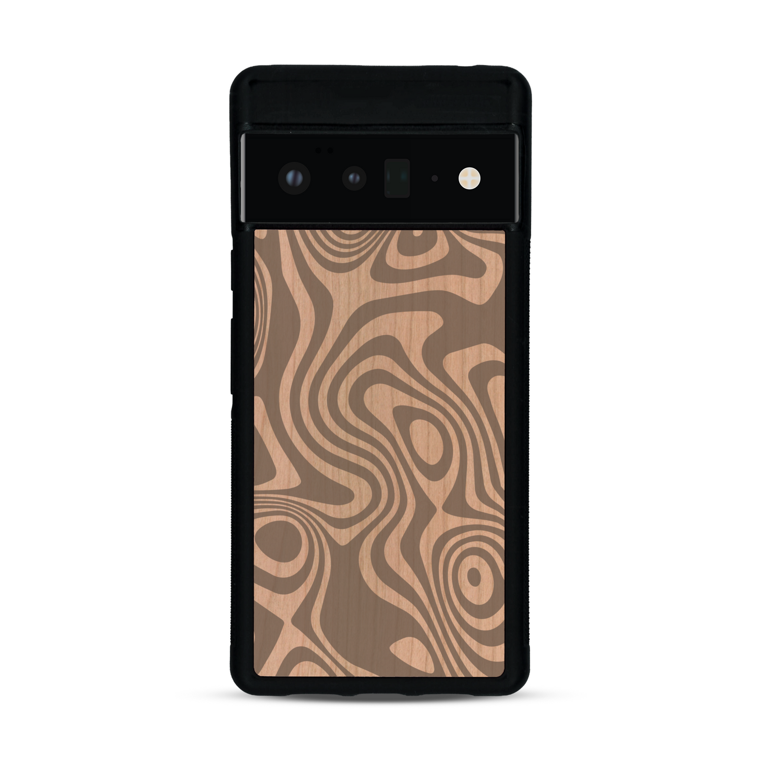 Coque de protection en bois véritable fabriquée en France pour  avec un motif abstrait représentant les mouvements de l'eau