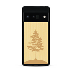 Coque de protection en bois véritable fabriquée en France pour  sur le thème de la nature, de la fôret et de l'écoresponsabilité avec une gravure représentant un arbre 