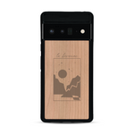 Coque de protection en bois véritable fabriquée en France pour  sur le thème du camping en pleine nature et du bivouac avec la phrase "Aventure is out there"