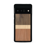 Coque de protection en bois véritable fabriquée en France pour  alliant des bandes horizontales de bambou, merisier et noyer