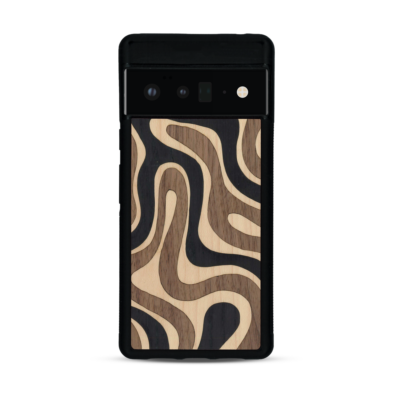 Coque de protection en bois véritable fabriquée en France pour  alliant plusieurs essences de bois pour représenter une ondulation
