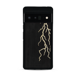 Coque de protection en bois véritable fabriquée en France pour  alliant plusieurs essences de bois pour représenter un éclair divin