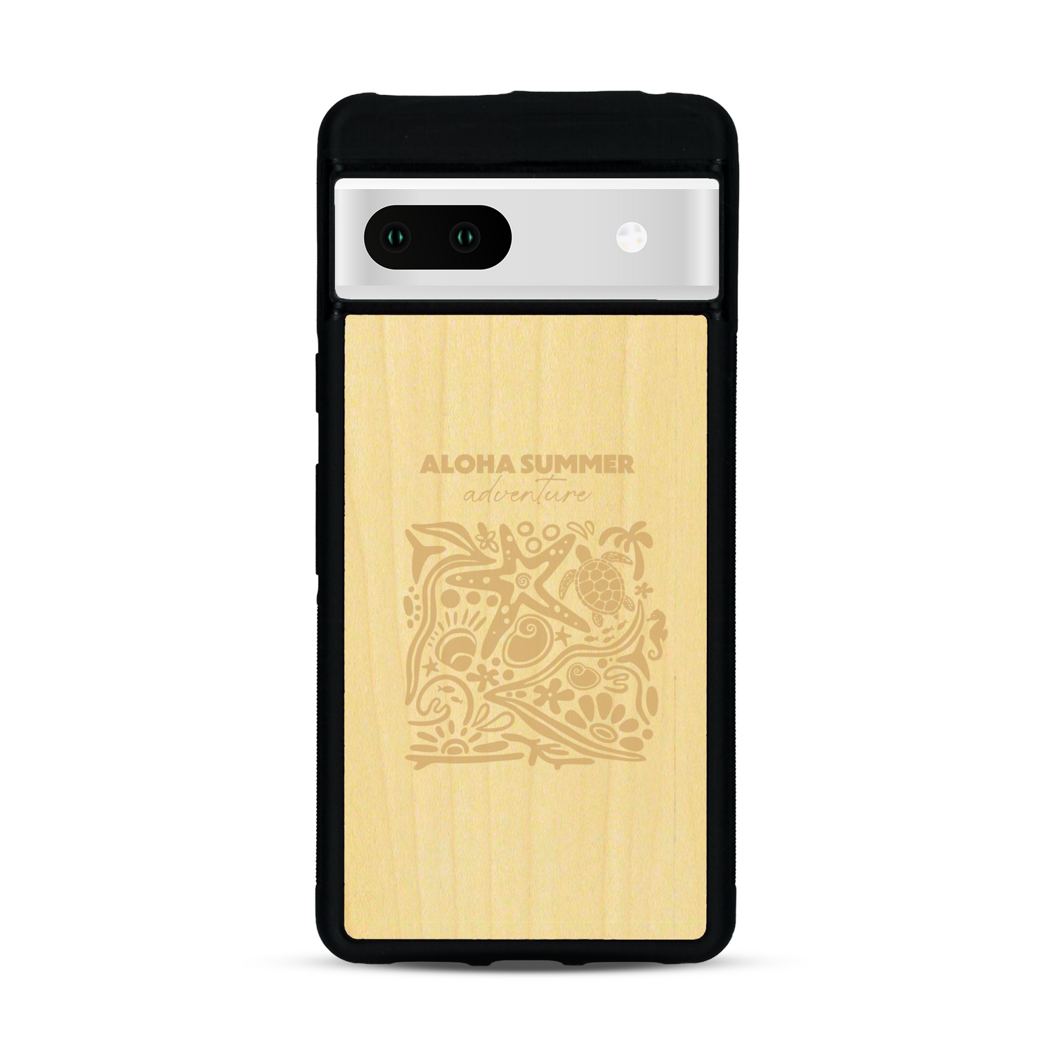 Coque de protection en bois véritable fabriquée en France pour  sur le thème de la plage, de l'été et vanlife.
