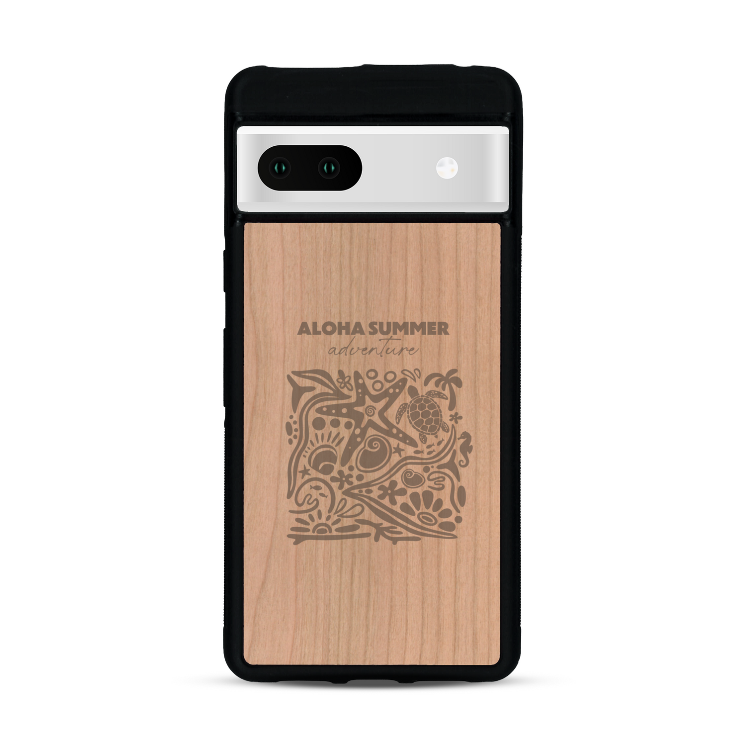 Coque de protection en bois véritable fabriquée en France pour  sur le thème de la plage, de l'été et vanlife.