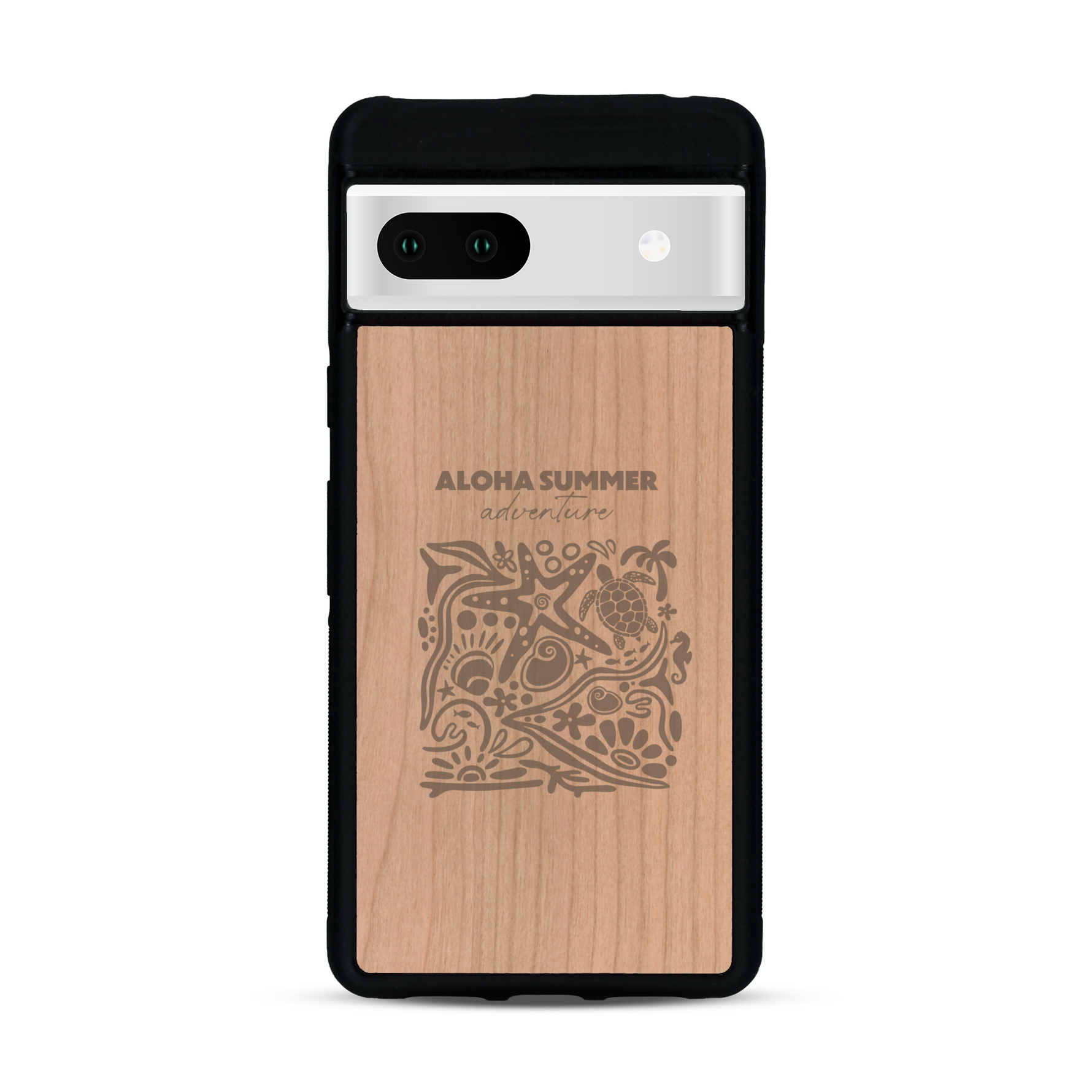 Coque de protection en bois véritable fabriquée en France pour  sur le thème de la plage, de l'été et vanlife.