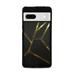 Coque de protection en bois véritable fabriquée en France pour Google Pixel 7 alliant plusieurs essences de bois pour représenter des fragments design