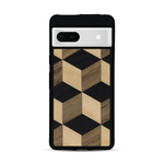 Coque de protection en bois véritable fabriquée en France pour Google Pixel 7 alliant plusieurs essences de bois pour représenter un classique intemporel de la marqueterie