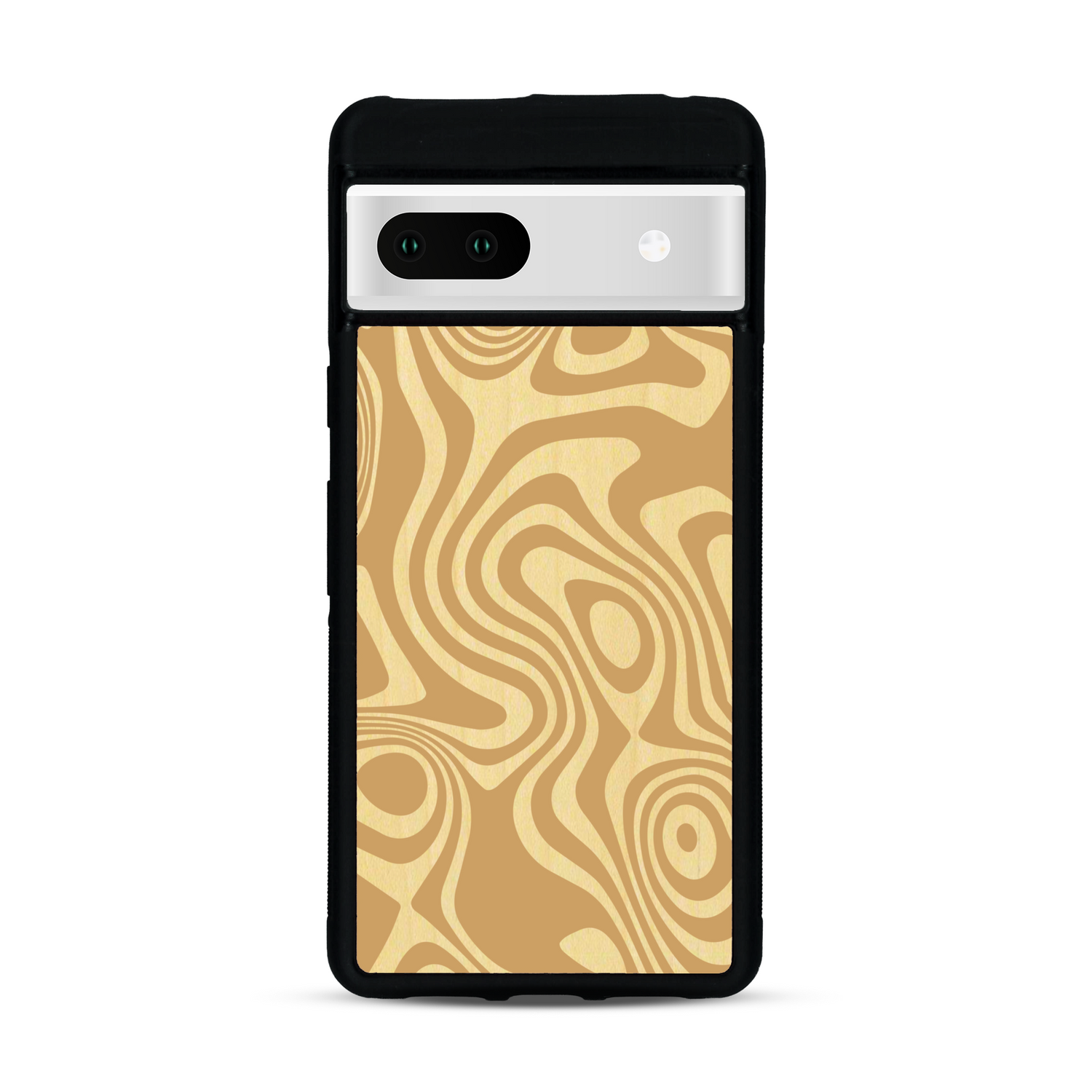 Coque de protection en bois véritable fabriquée en France pour  avec un motif abstrait représentant les mouvements de l'eau
