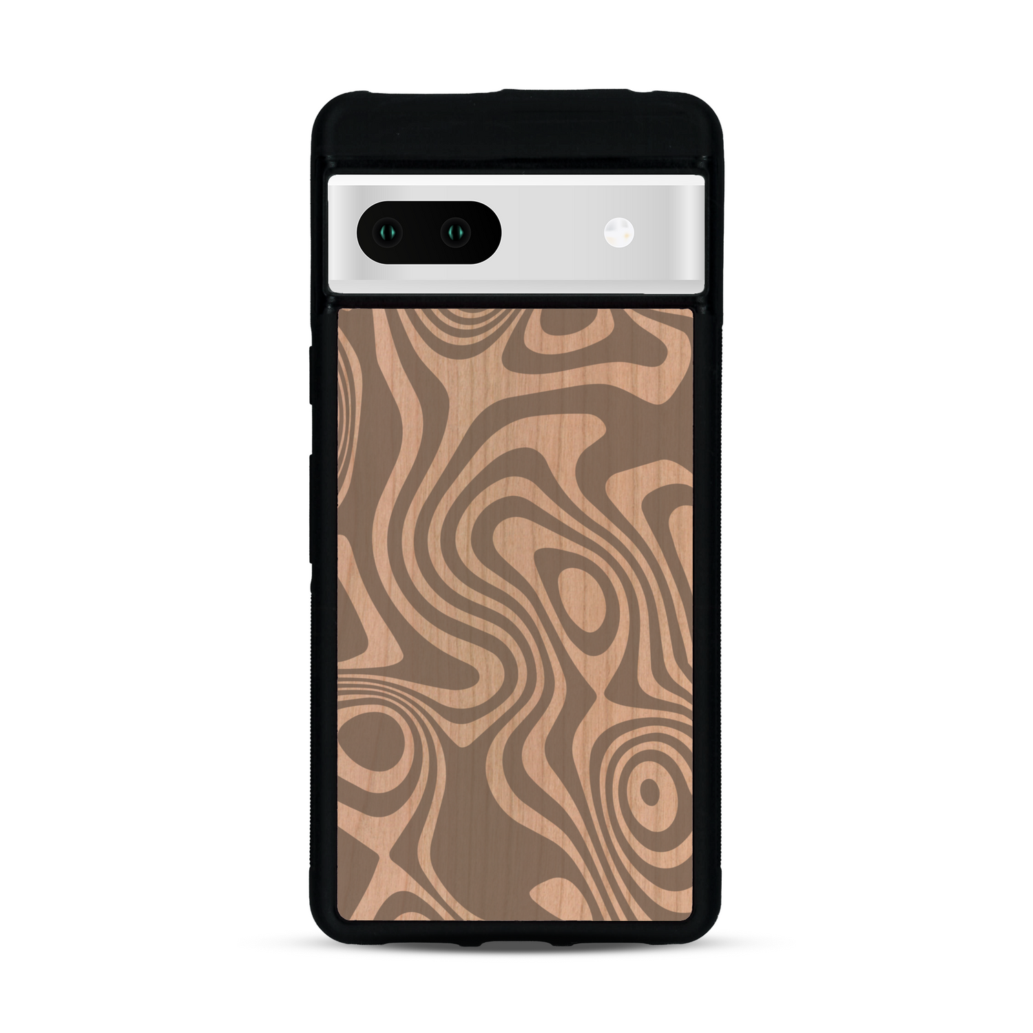 Coque de protection en bois véritable fabriquée en France pour  avec un motif abstrait représentant les mouvements de l'eau