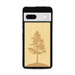 Coque de protection en bois véritable fabriquée en France pour  sur le thème de la nature, de la fôret et de l'écoresponsabilité avec une gravure représentant un arbre 