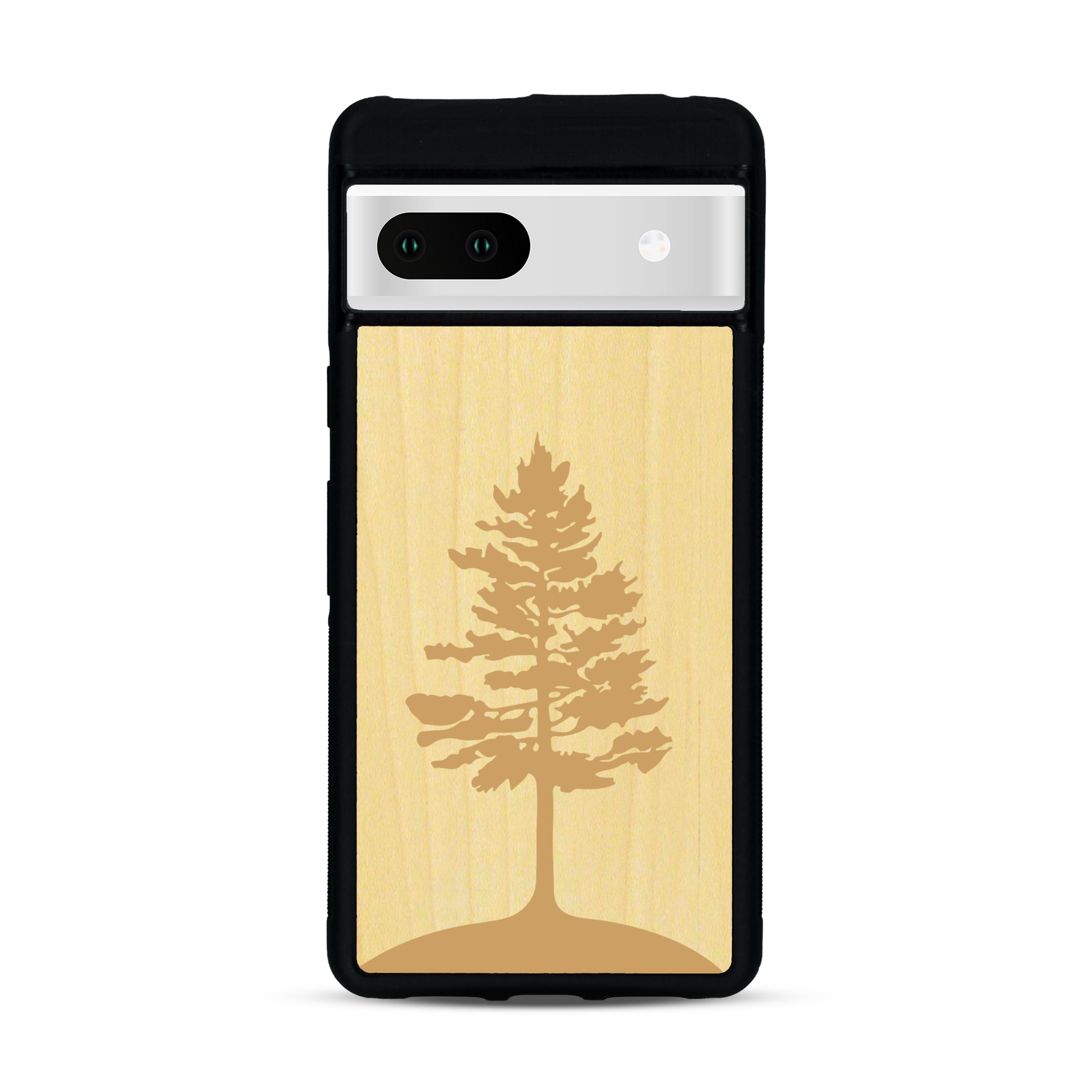 Coque de protection en bois véritable fabriquée en France pour  sur le thème de la nature, de la fôret et de l'écoresponsabilité avec une gravure représentant un arbre 