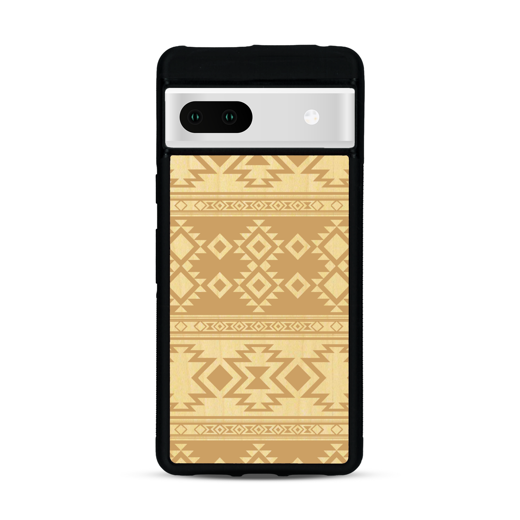 Coque de protection en bois véritable fabriquée en France pour  avec des motifs géométriques s'inspirant des temples aztèques, mayas et incas