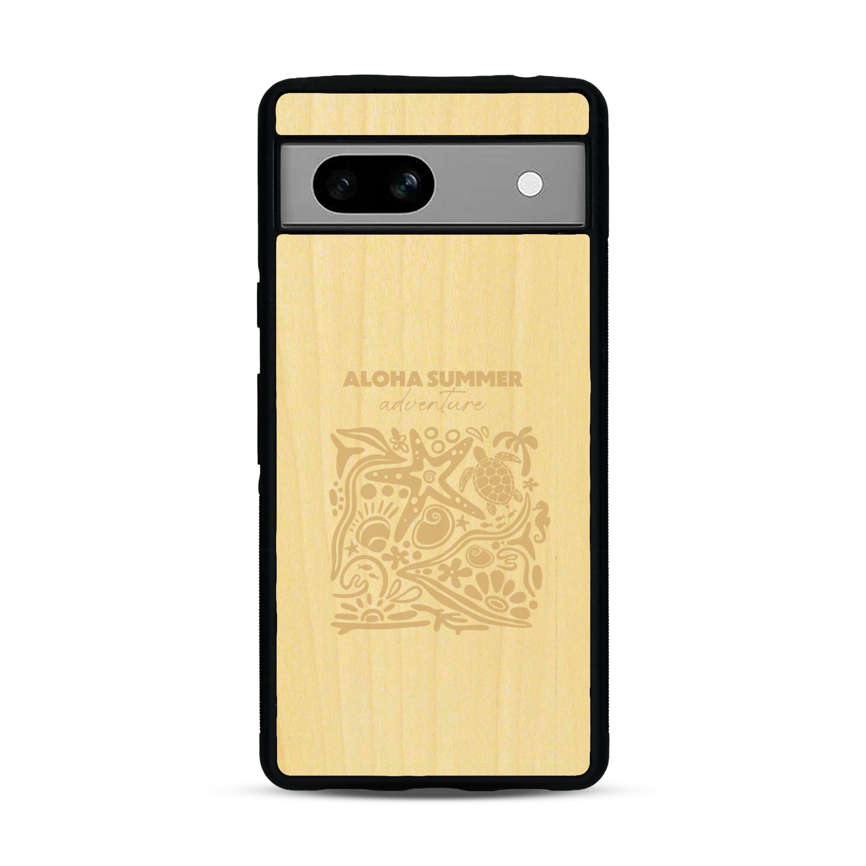 Coque de protection en bois véritable fabriquée en France pour  sur le thème de la plage, de l'été et vanlife.