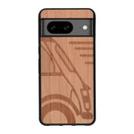 Coque de protection en bois véritable fabriquée en France pour Google Pixel 7A sur le thème de l'automobile avec une authentique Mini Cooper