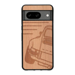 Coque de protection en bois véritable fabriquée en France pour Google Pixel 7A sur le thème de l'automobile avec une authentique Porsche