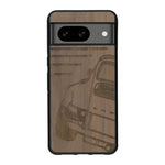 Coque de protection en bois véritable fabriquée en France pour Google Pixel 7A sur le thème de l'automobile avec une authentique Porsche