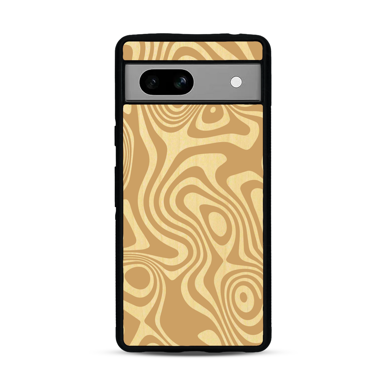 Coque de protection en bois véritable fabriquée en France pour  avec un motif abstrait représentant les mouvements de l'eau