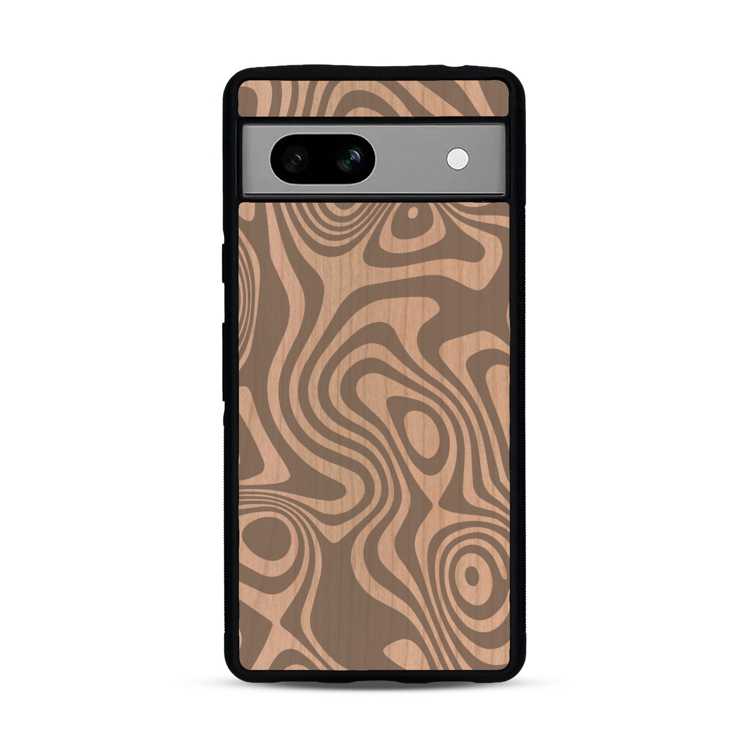 Coque de protection en bois véritable fabriquée en France pour  avec un motif abstrait représentant les mouvements de l'eau