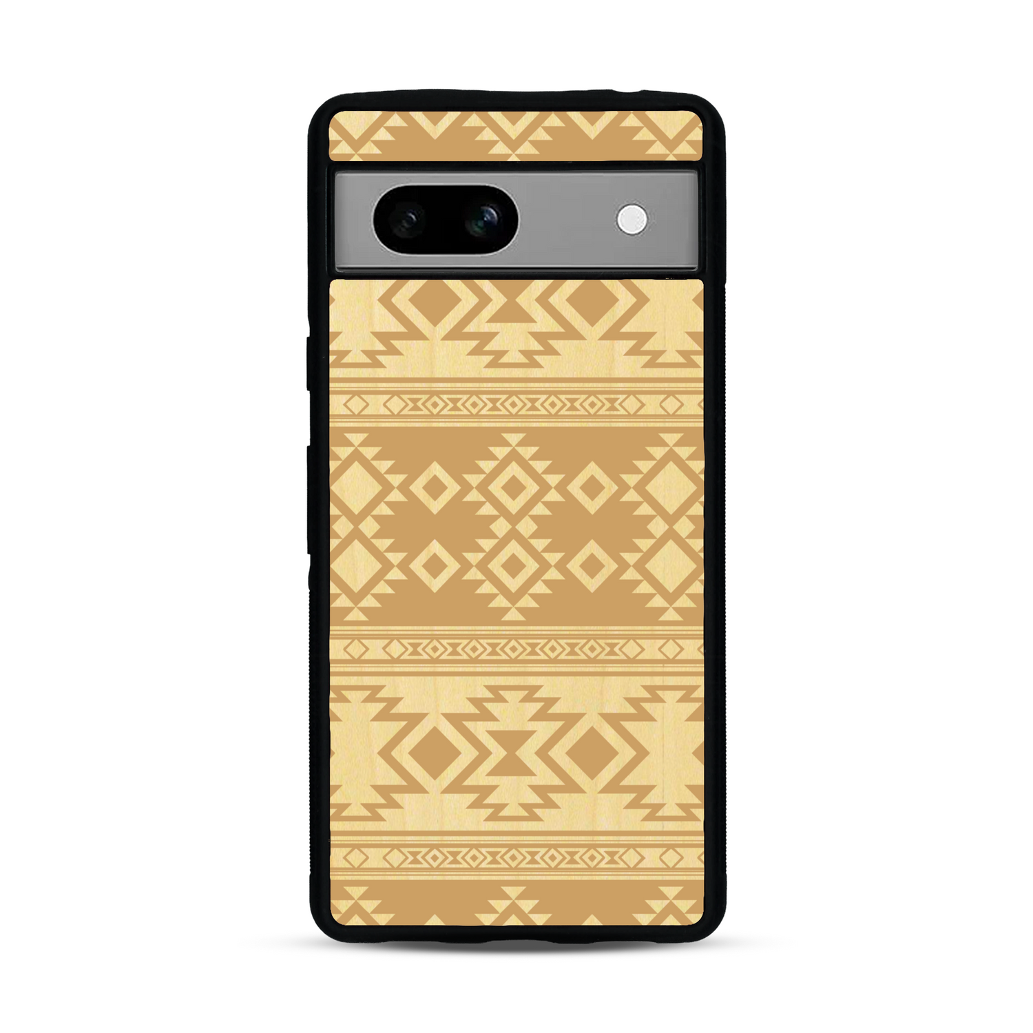 Coque de protection en bois véritable fabriquée en France pour  avec des motifs géométriques s'inspirant des temples aztèques, mayas et incas