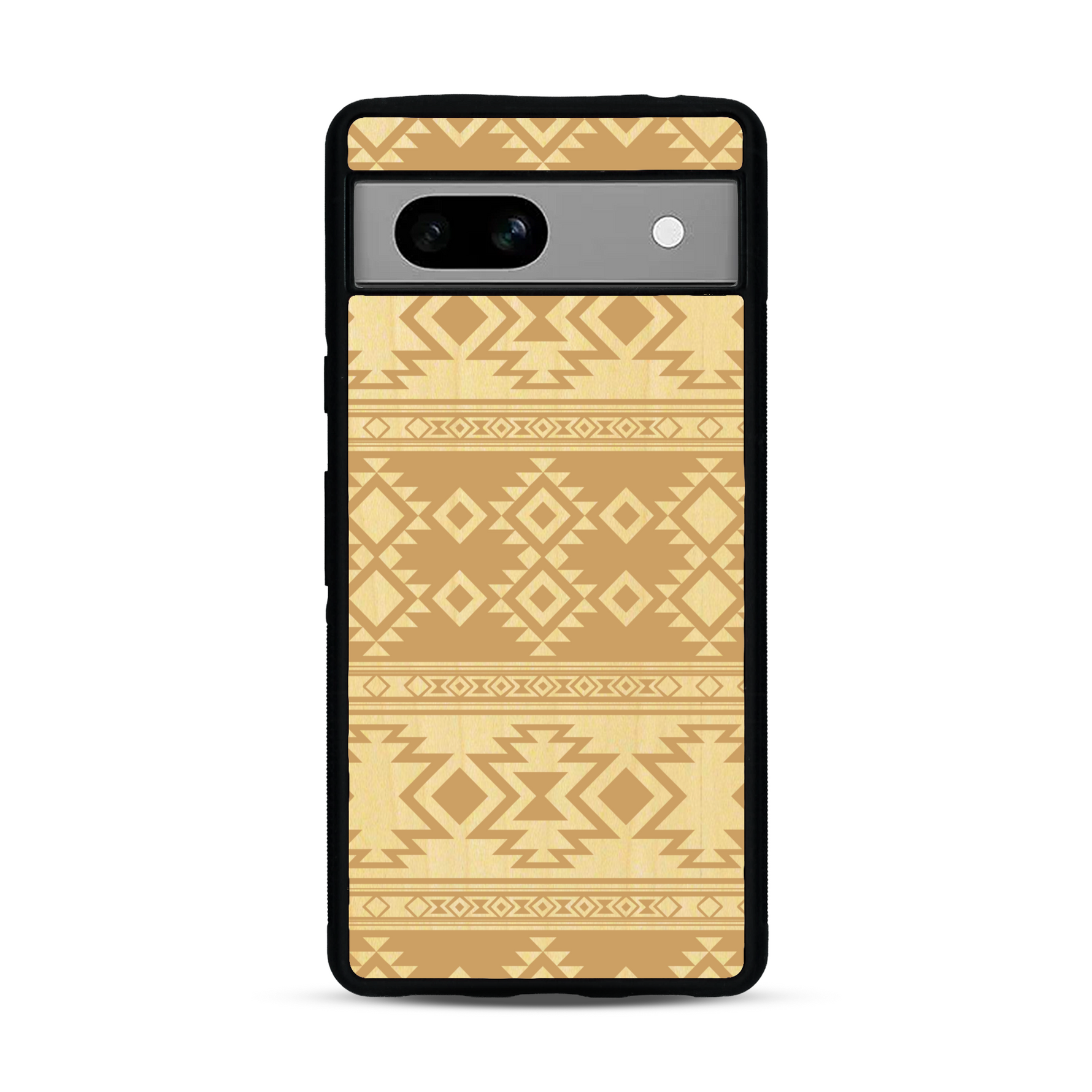 Coque de protection en bois véritable fabriquée en France pour  avec des motifs géométriques s'inspirant des temples aztèques, mayas et incas