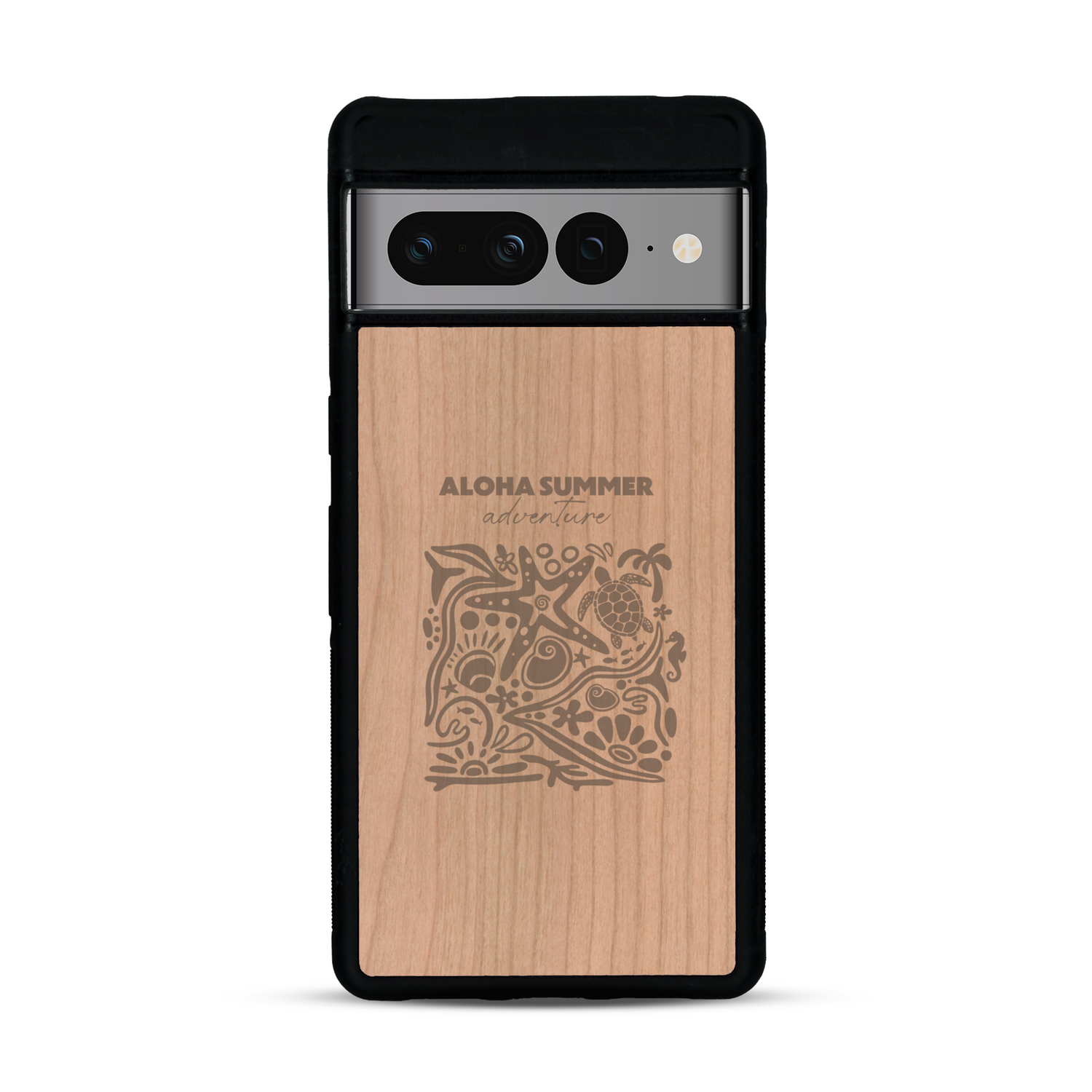 Coque de protection en bois véritable fabriquée en France pour  sur le thème de la plage, de l'été et vanlife.