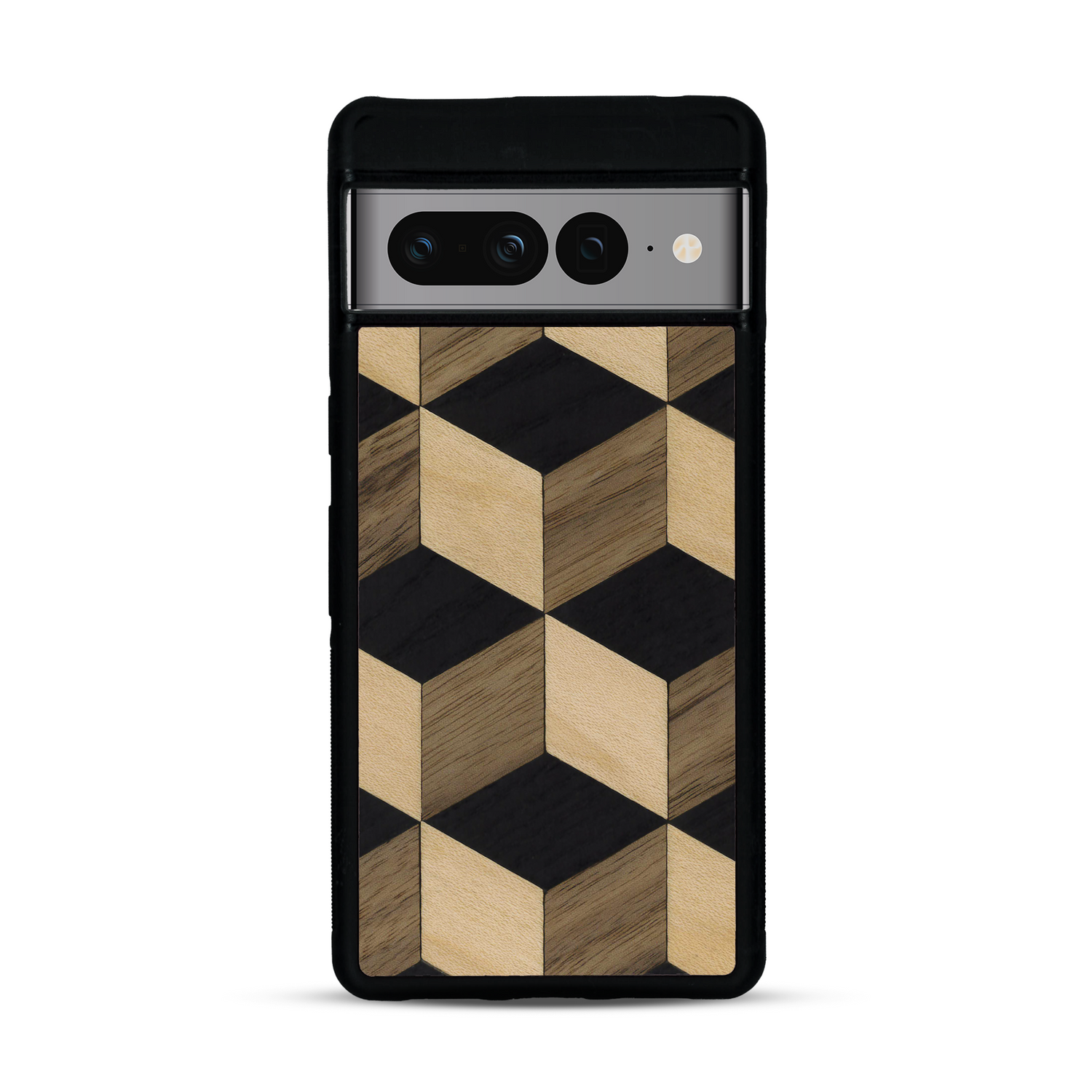 Coque de protection en bois véritable fabriquée en France pour  alliant plusieurs essences de bois pour représenter un classique intemporel de la marqueterie