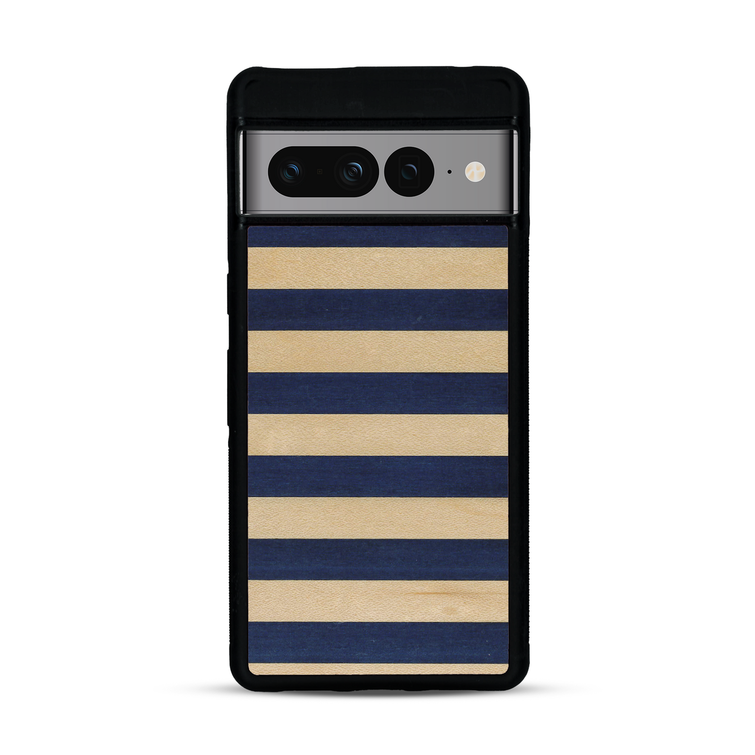 Coque de protection en bois véritable fabriquée en France pour  alliant plusieurs essences de bois pour représenter une marinière