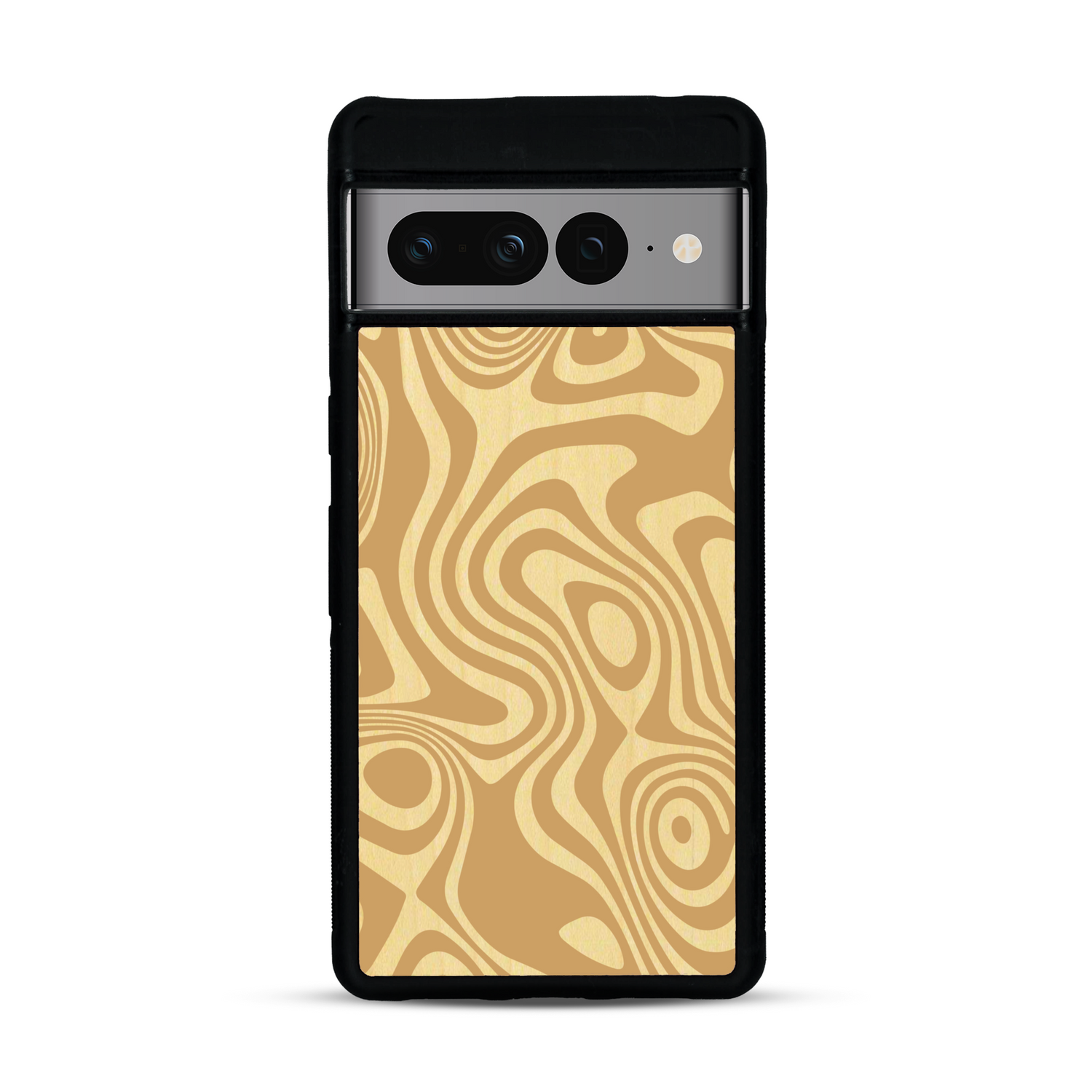 Coque de protection en bois véritable fabriquée en France pour  avec un motif abstrait représentant les mouvements de l'eau