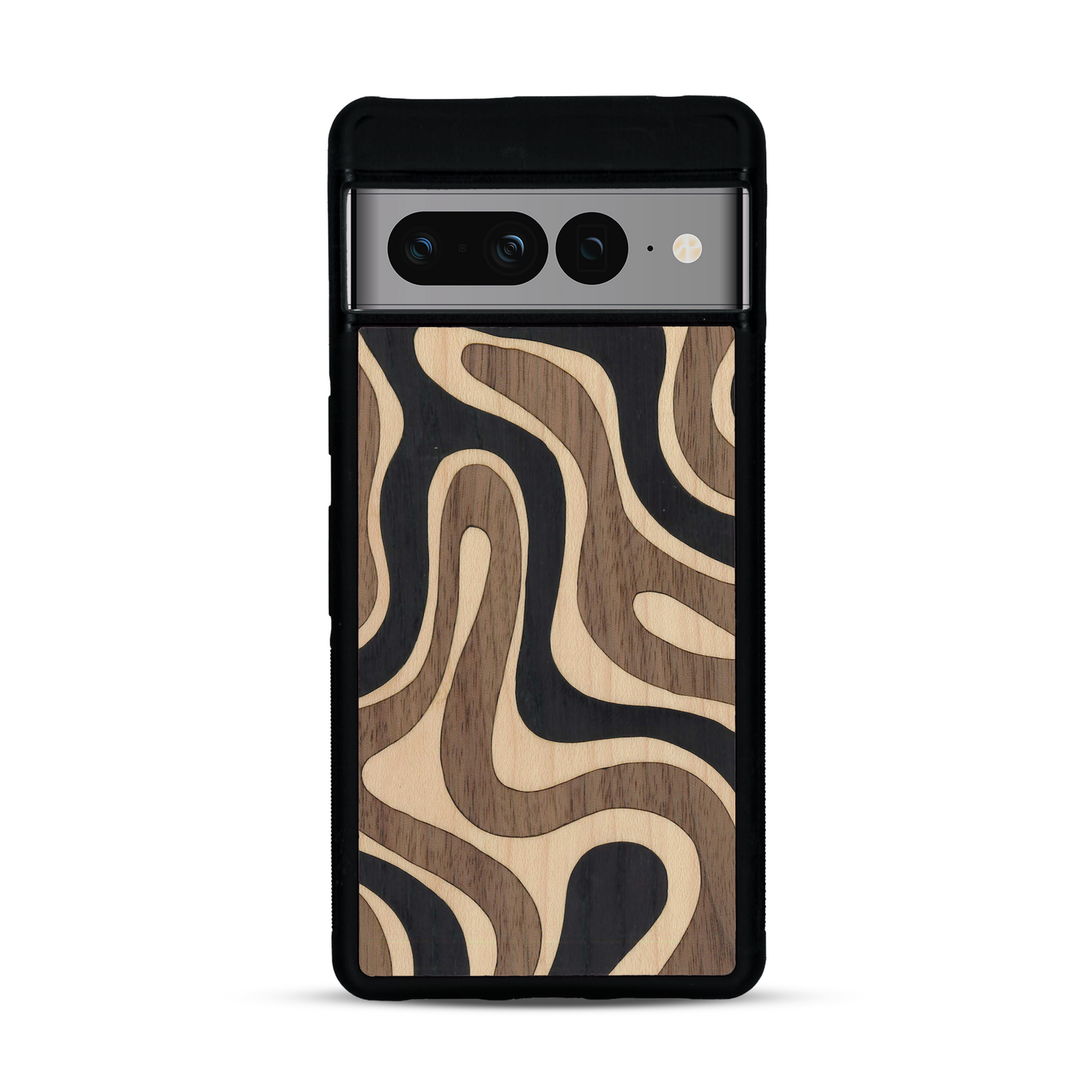 Coque de protection en bois véritable fabriquée en France pour  alliant plusieurs essences de bois pour représenter une ondulation