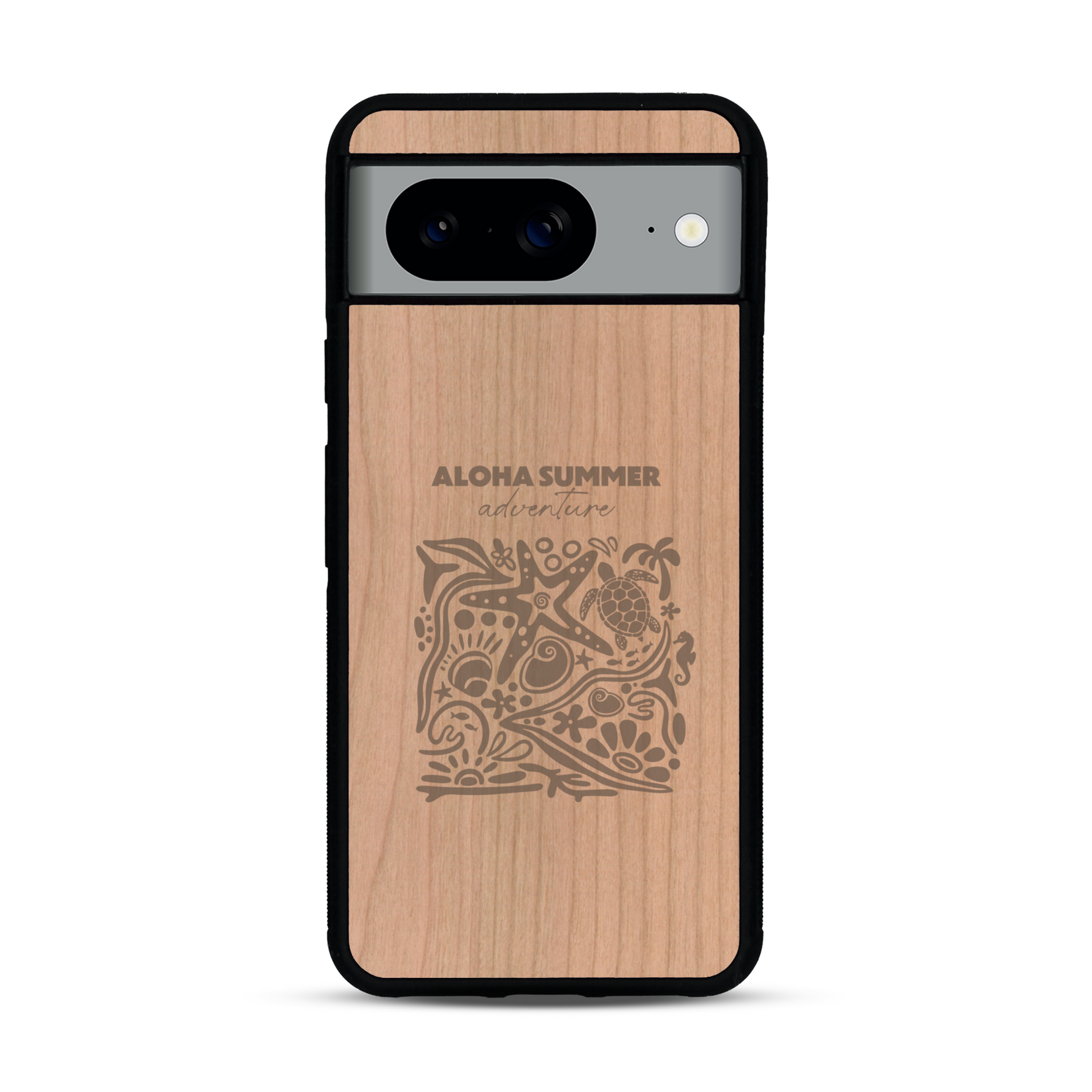 Coque de protection en bois véritable fabriquée en France pour  sur le thème de la plage, de l'été et vanlife.