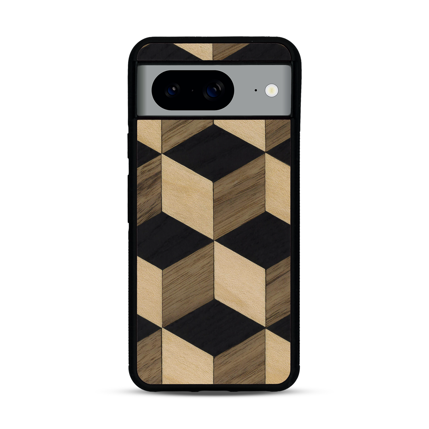 Coque de protection en bois véritable fabriquée en France pour  alliant plusieurs essences de bois pour représenter un classique intemporel de la marqueterie