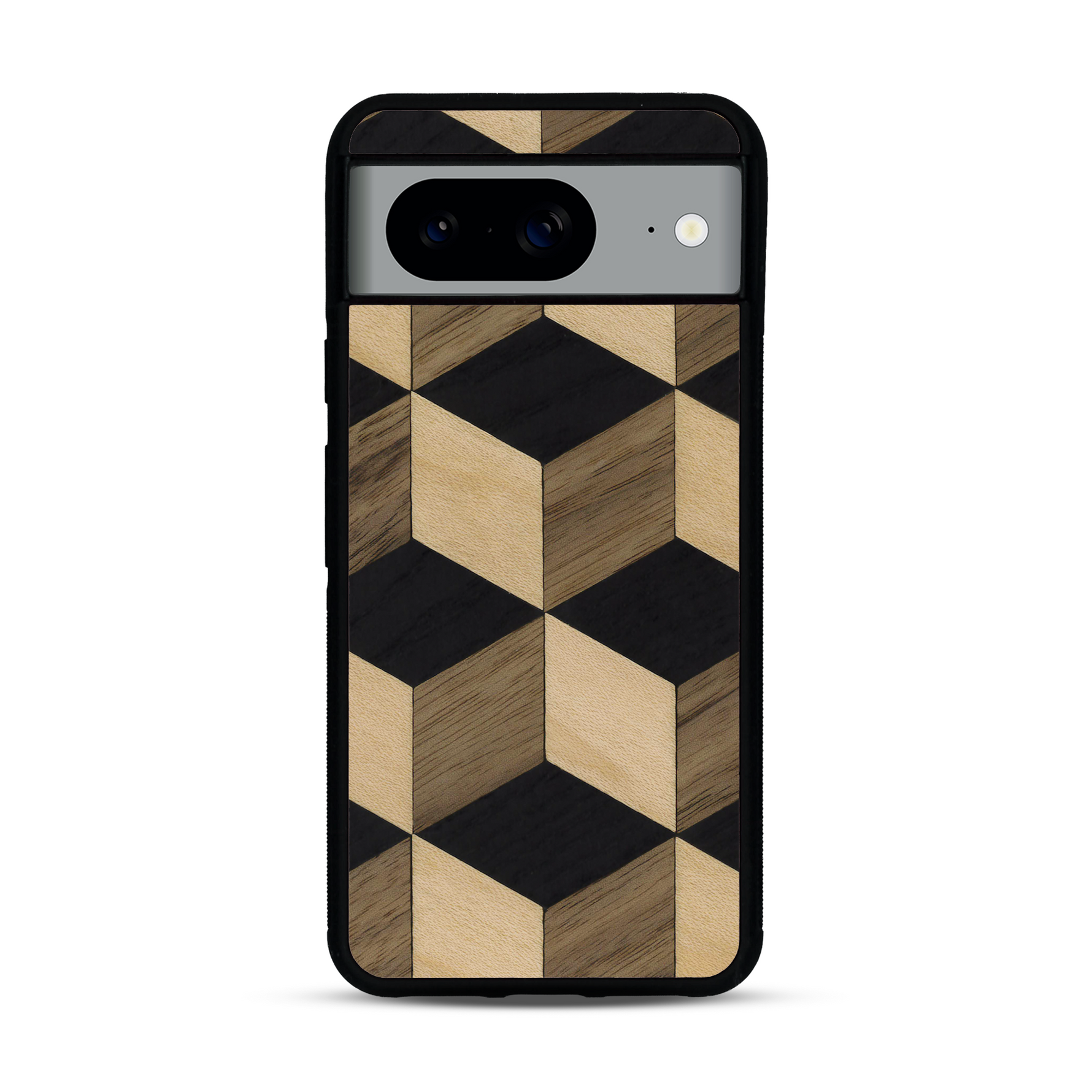 Coque de protection en bois véritable fabriquée en France pour  alliant plusieurs essences de bois pour représenter un classique intemporel de la marqueterie