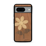 Coque de protection en bois véritable fabriquée en France pour  alliant plusieurs essences de bois pour représenter une marguerite