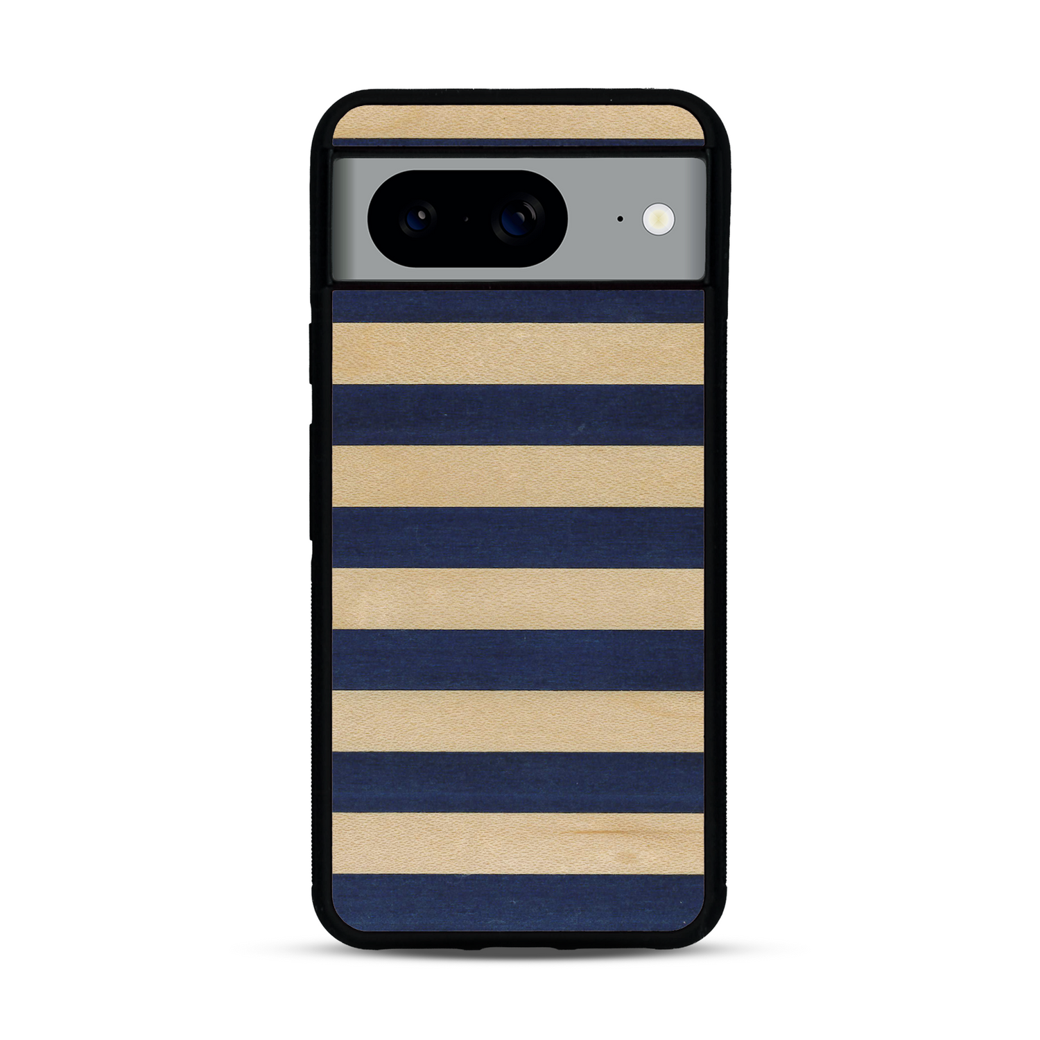 Coque de protection en bois véritable fabriquée en France pour  alliant plusieurs essences de bois pour représenter une marinière