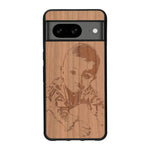 Coque de protection en bois véritable fabriquée en France pour Google Pixel 8 avec gravure personnalisée à partir d'une photo, d'une image, d'un logo, des initials ou d'une phrase